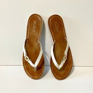 Aldo Women's Size 8 Cream Leather Flip Flops